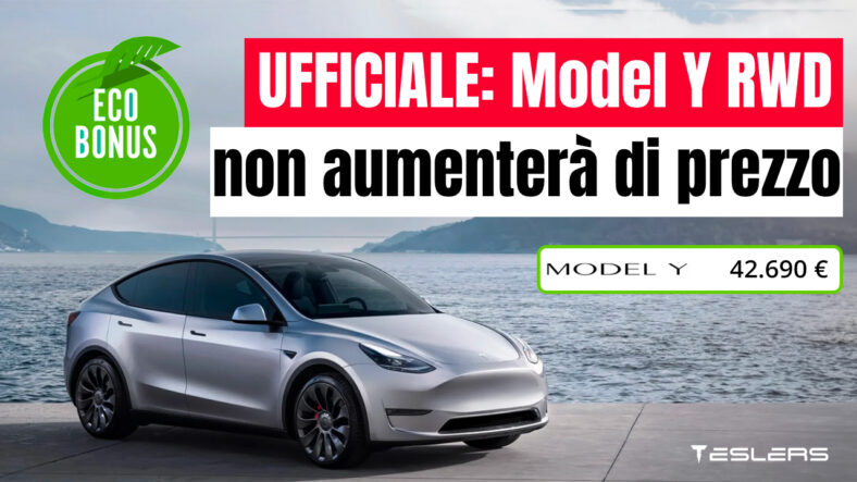 tesla model y rwd prezzo invariato italia