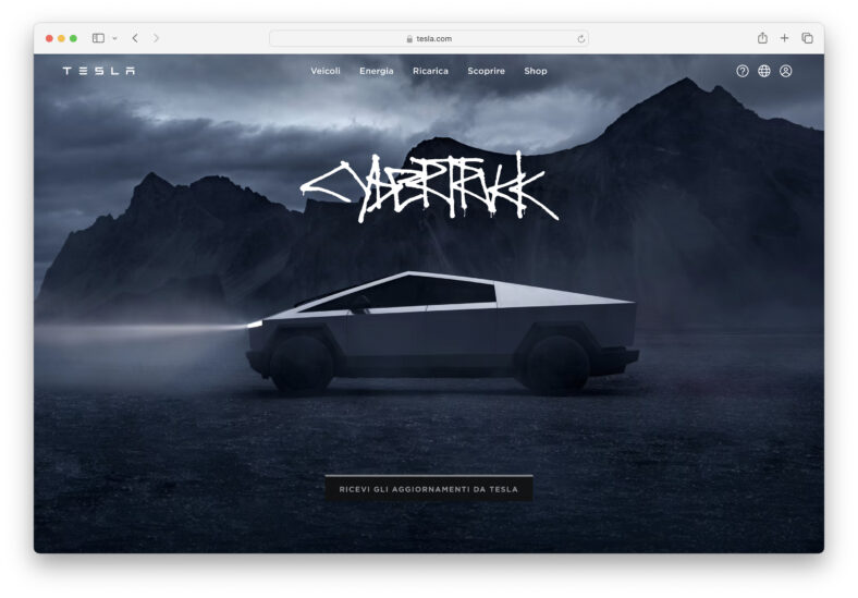 cybertrack sul sito tesla italia