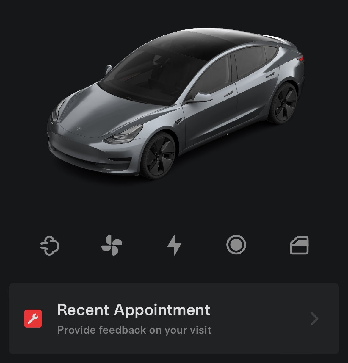 tesla app recent appointment