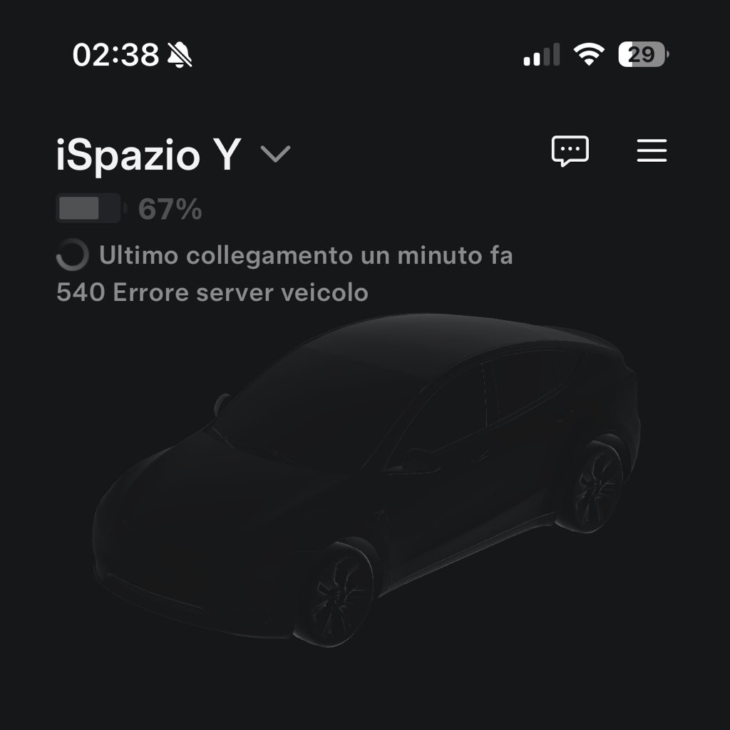 540 errore server veicolo tesla app