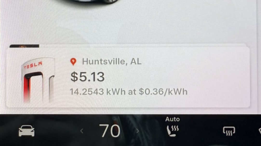 Notifica del costo di ricarica Supercharger