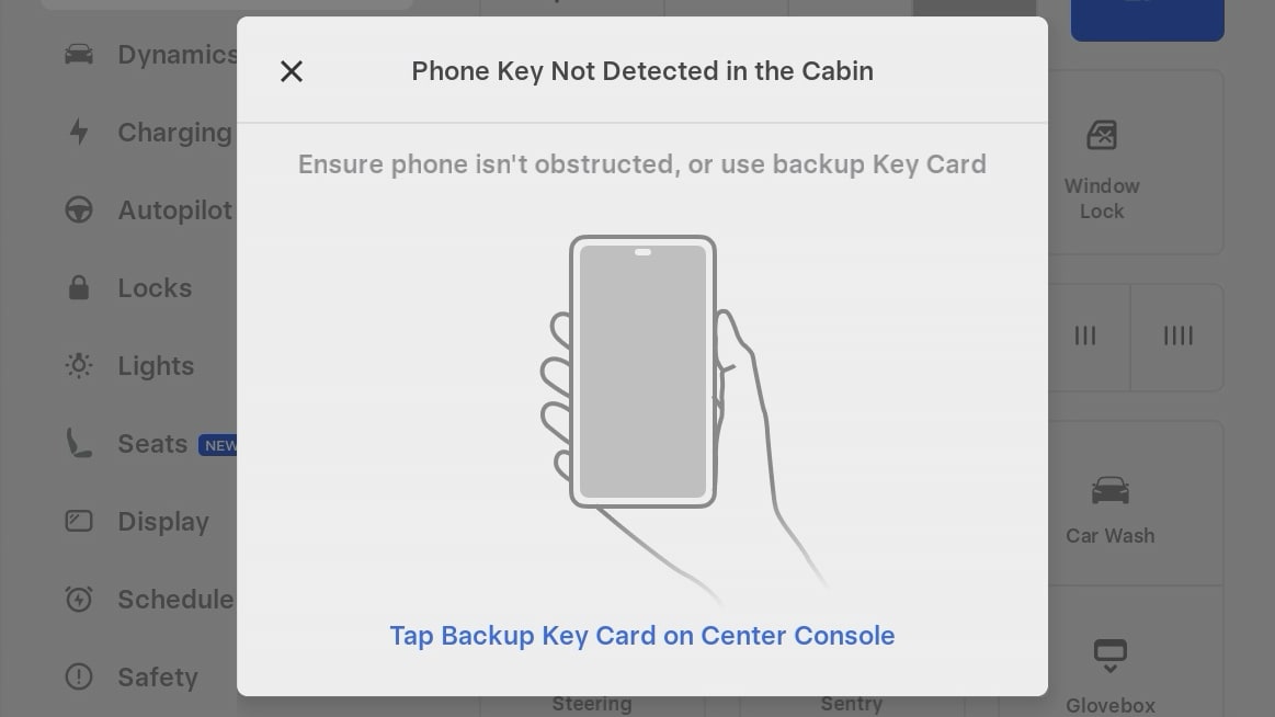 Schermata senza chiave telefono