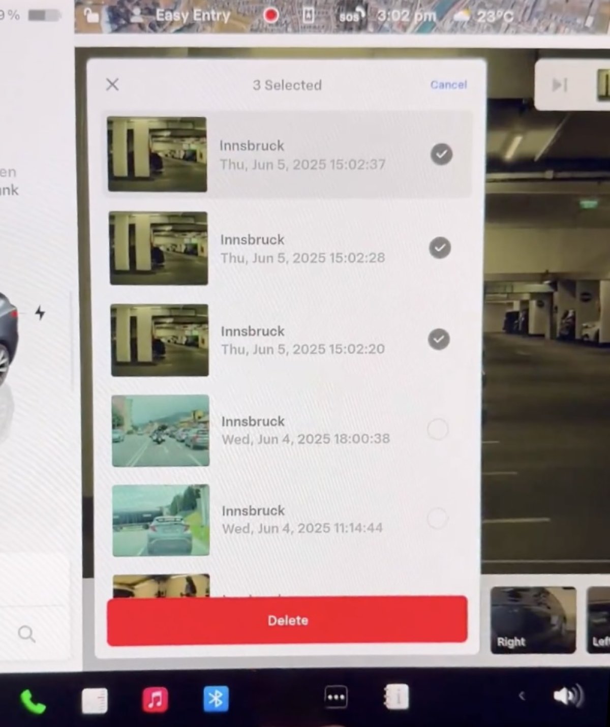 Eliminazione multipla dei video dashcam