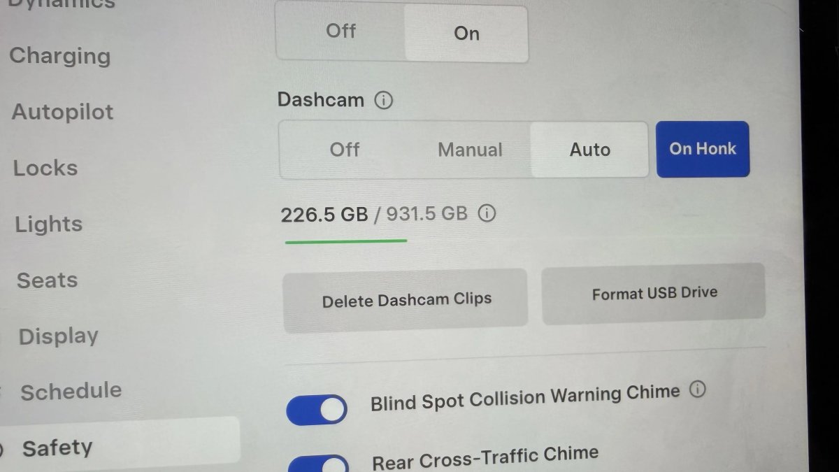 Spazio di archiviazione della dashcam