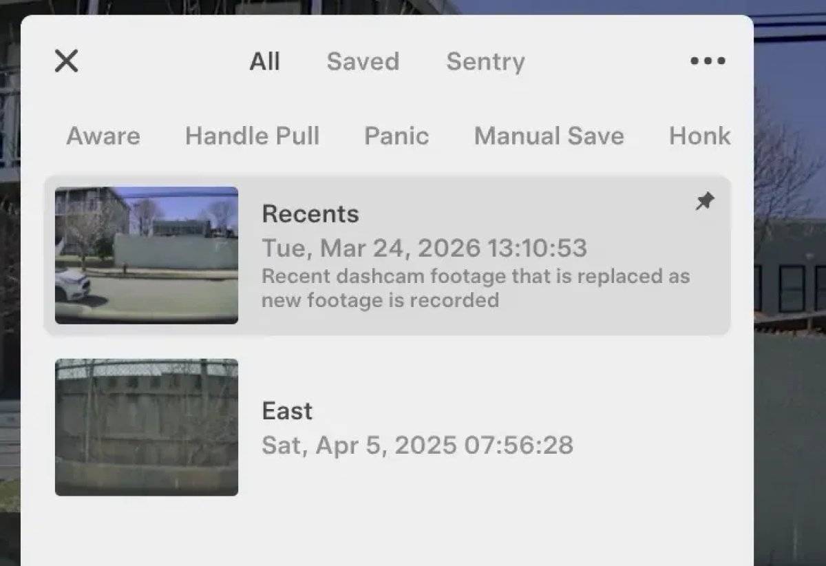 Video recenti nel visualizzatore Dashcam