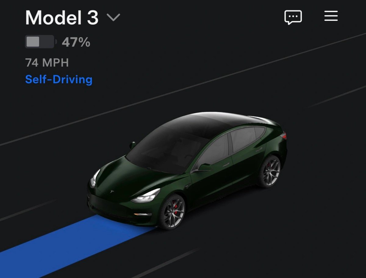 FSD visibile nell'app Tesla