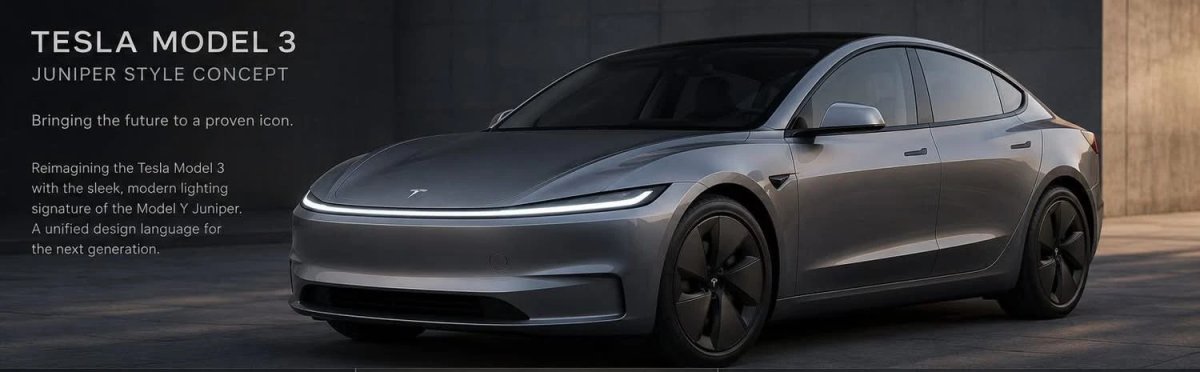 Ecco come potrebbe essere la nuova Tesla Model 3 con il design Juniper: barre luminose davanti e dietro 6 Ecco come potrebbe essere la nuova Tesla Model 3 con il design Juniper: barre luminose davanti e dietro — screenshot 1