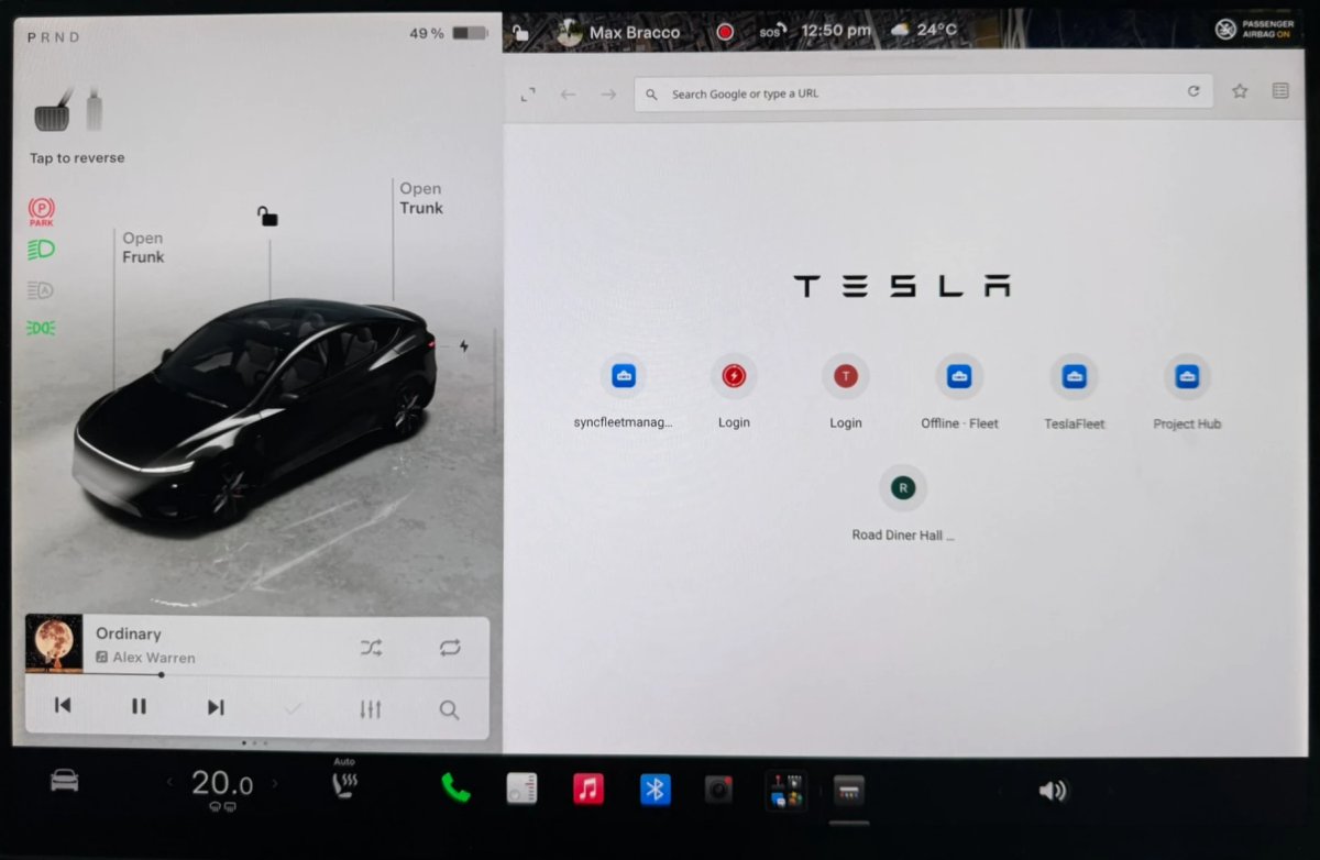 Tesla 2026.26, le novità nascoste: nuovi wrap, icone a colori, preferiti sincronizzati e Grok che evidenzia i menu — screenshot 1