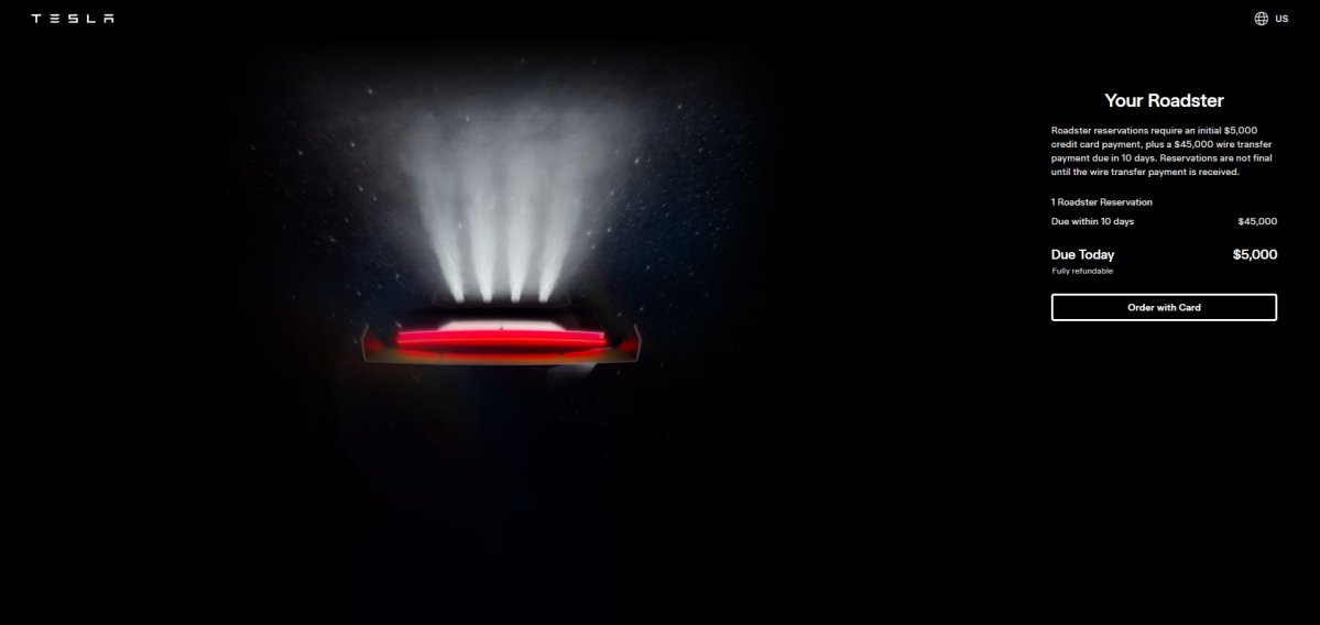 Tesla riapre le prenotazioni della nuova Roadster: servono 50.000 dollari prima del debutto del 1° ottobre — screenshot 1
