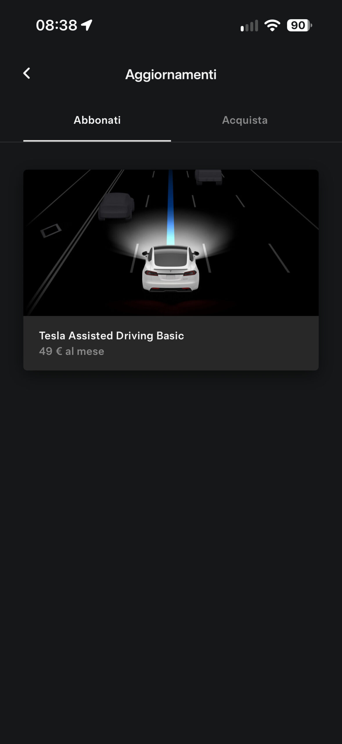 L’FSD cambia nome in Europa: ora si chiama Tesla Assisted Driving, e nell’app italiana compare già da 49 € al mese — screenshot 1