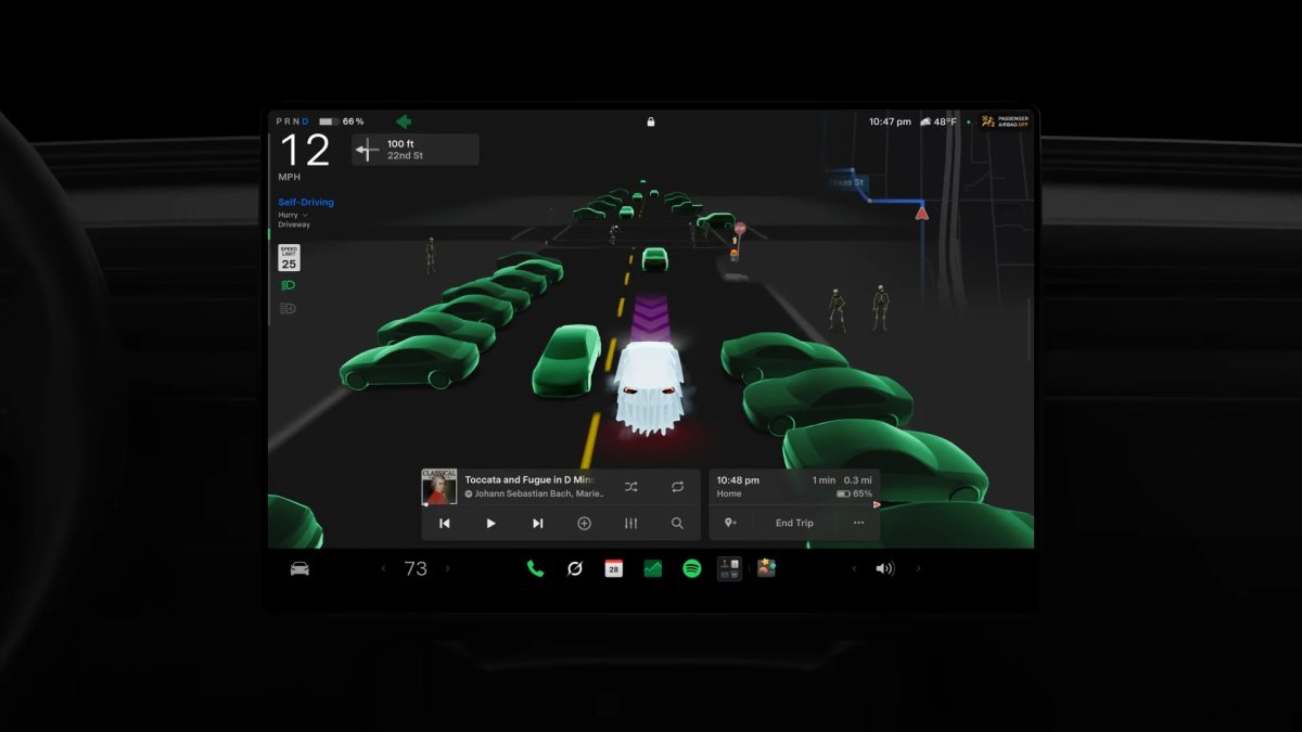 Tesla rilascia la Modalità Halloween con l’aggiornamento 2026.38.3: auto fantasma, Trick or Treat, light show e Boombox con voce spaventosa — screenshot 1