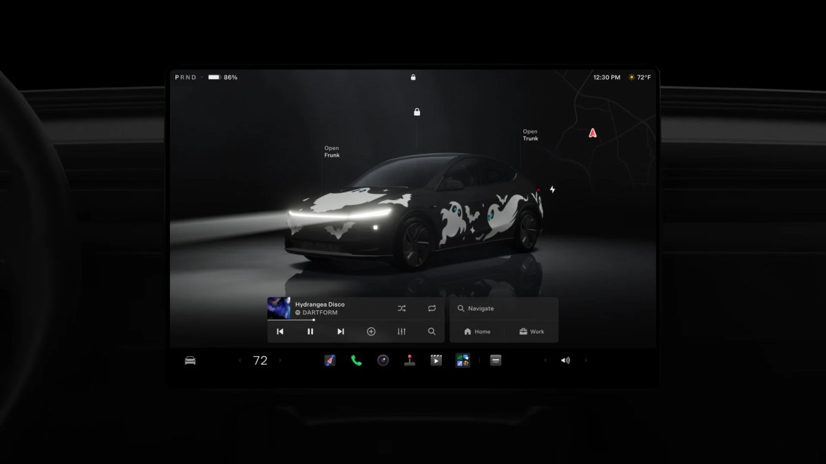 Tesla rilascia la Modalità Halloween con l’aggiornamento 2026.38.3: auto fantasma, Trick or Treat, light show e Boombox con voce spaventosa — screenshot 1