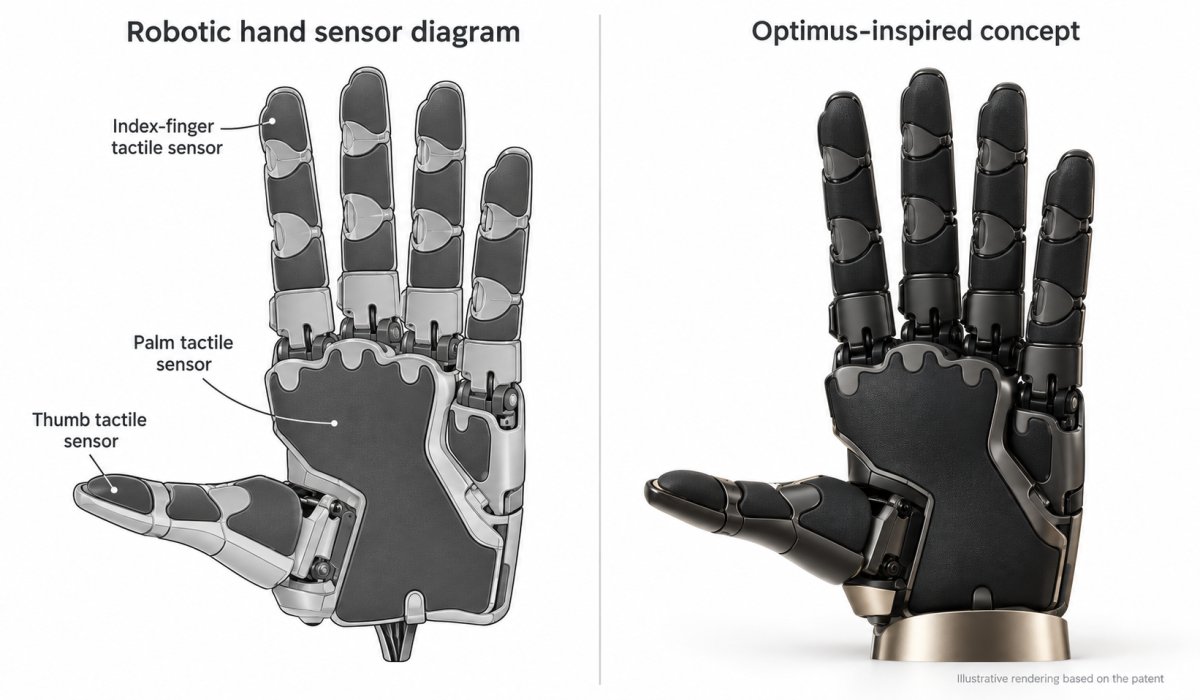 Optimus avrà il senso del tatto: un brevetto Tesla svela i sensori flessibili per le mani del robot — screenshot 1