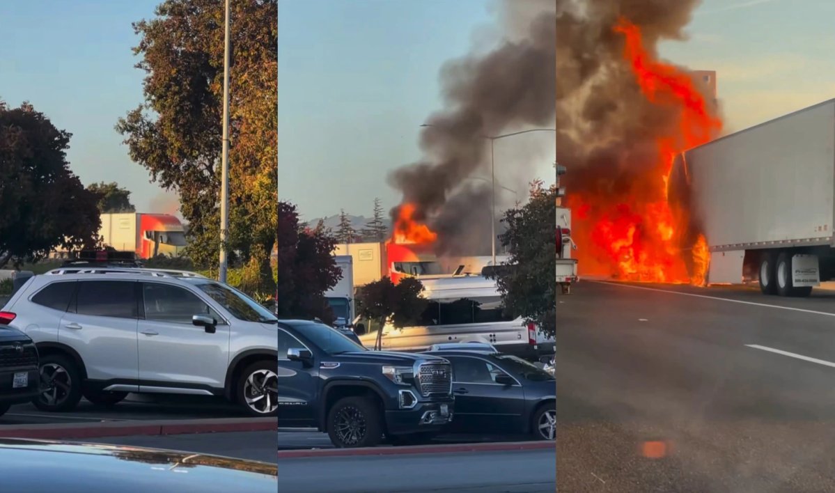 Un Tesla Semi prende fuoco in autostrada senza incidenti: I-880 chiusa per 10 ore in California (VIDEO) — screenshot 1