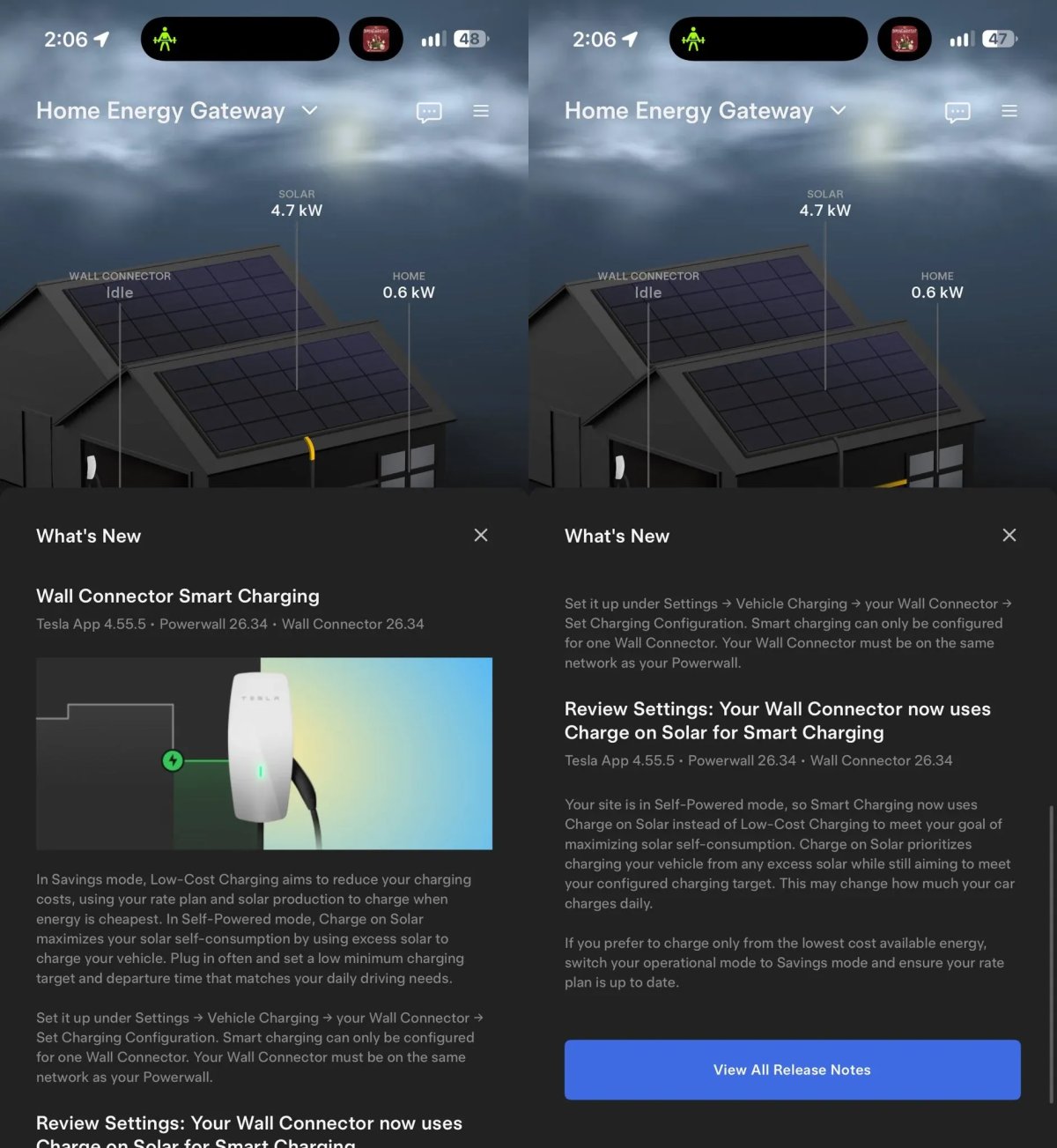 Tesla rilascia la ricarica intelligente per Powerwall e Wall Connector: l’auto si ricarica con il solare in eccesso o quando l’energia costa meno — screenshot 1